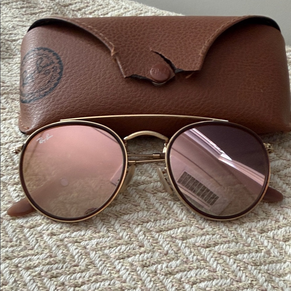 Ray-Ban RB3647N Gold Frame with mirror Pink Lenses Sunglasses